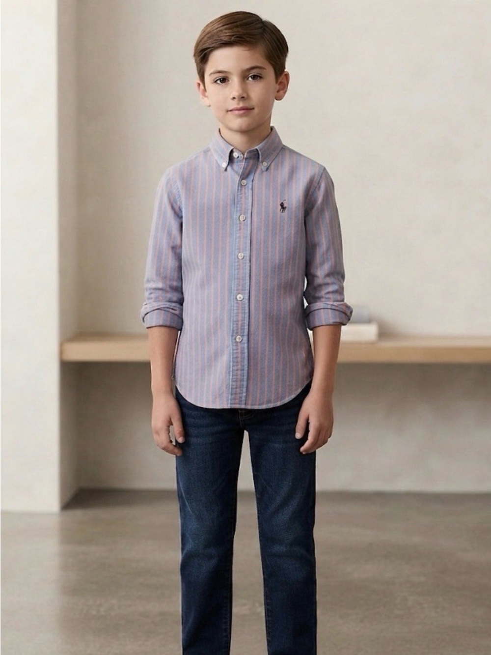 Polo Classic Striped Button-Down Shirt - Blue & Pink